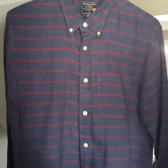 Abercrombie  Mens Size Medium Navy/Red Horizontal Stripe 100%… - Picture 3 of 5